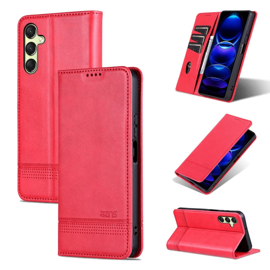 For Samsung Galaxy A16 5G AZNS Magnetic Calf Texture Flip Leather Phone Case(Red)