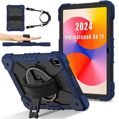 For Huawei MatePad SE 11 2024 Contrast Color Robot Silicone Hybrid PC Tablet Case(Navy Black) - Huawei by buy2fix | Online Shopping UK | buy2fix