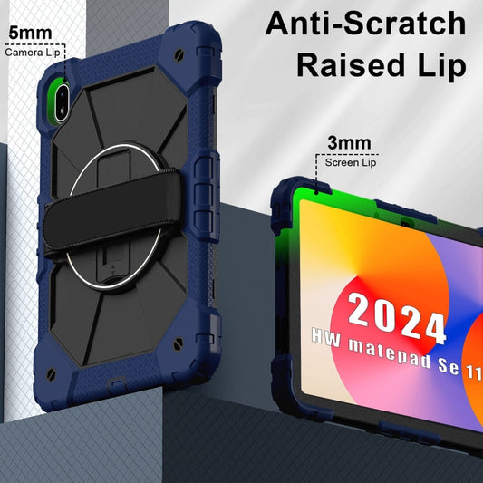 For Huawei MatePad SE 11 2024 Contrast Color Robot Silicone Hybrid PC Tablet Case(Navy Black) by buy2fix