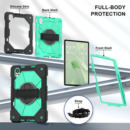 For Huawei MatePad Air 12 2024 Contrast Color Robot Silicone Hybrid PC Tablet Case(Black Mint Green) - Huawei by buy2fix | Online Shopping UK | buy2fix