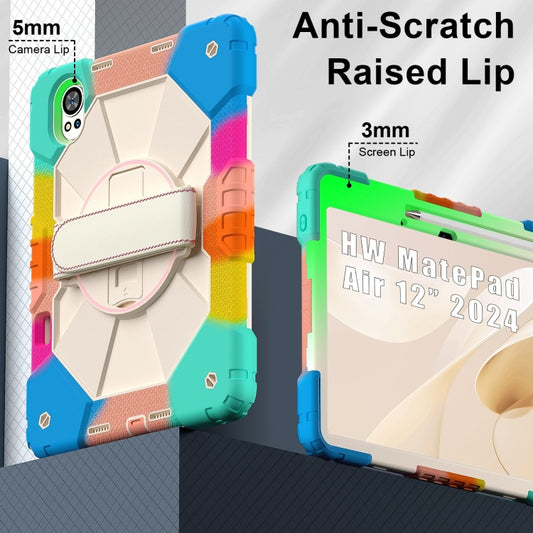 For Huawei MatePad Air 12 2024 Contrast Color Robot Silicone Hybrid PC Tablet Case(Colorful Blue) by buy2fix