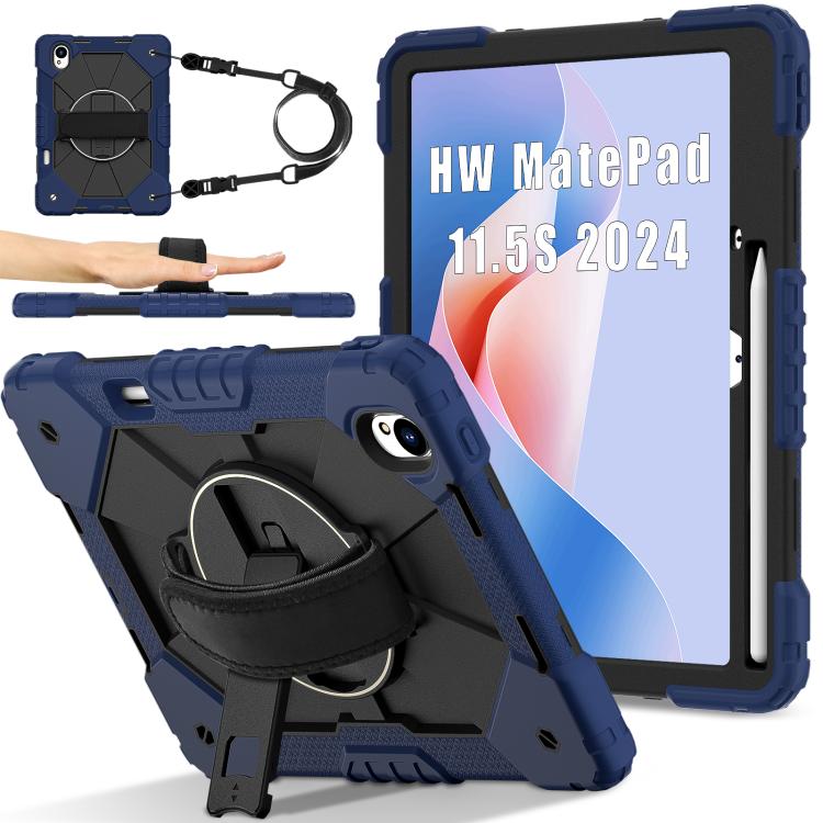 For Huawei MatePad 11.5 S Contrast Color Robot Silicone Hybrid PC Tablet Case(Navy Black) - Huawei by buy2fix | Online Shopping UK | buy2fix