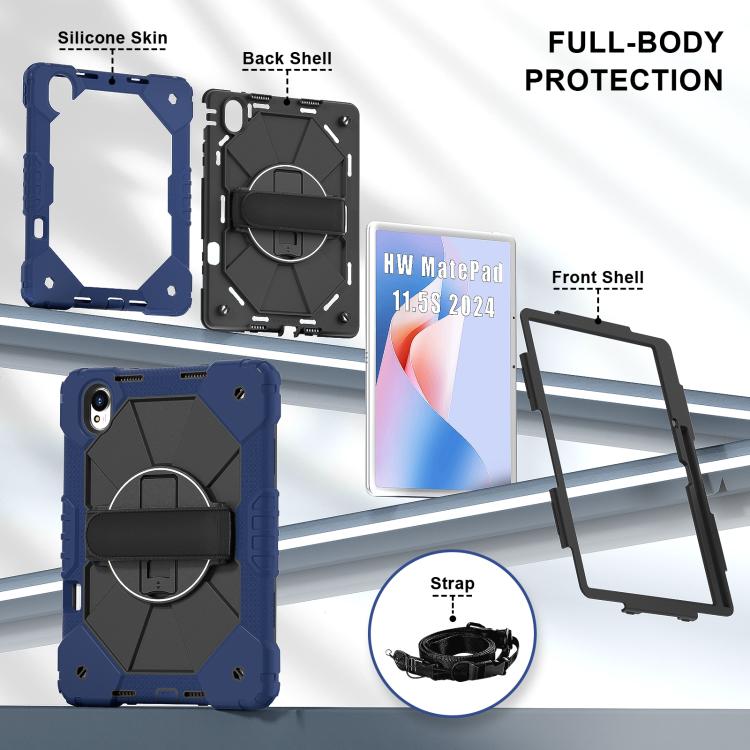 For Huawei MatePad 11.5 S Contrast Color Robot Silicone Hybrid PC Tablet Case(Navy Black) - Huawei by buy2fix | Online Shopping UK | buy2fix