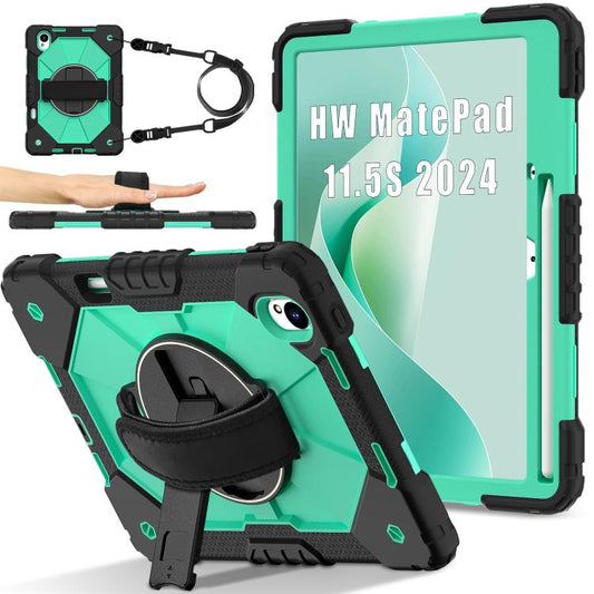 For Huawei MatePad 11.5 S Contrast Color Robot Silicone Hybrid PC Tablet Case(Black Mint Green) - Huawei by buy2fix | Online Shopping UK | buy2fix