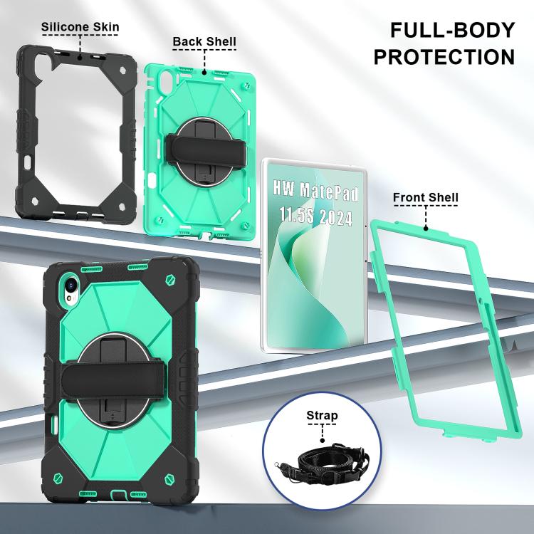 For Huawei MatePad 11.5 S Contrast Color Robot Silicone Hybrid PC Tablet Case(Black Mint Green) - Huawei by buy2fix | Online Shopping UK | buy2fix
