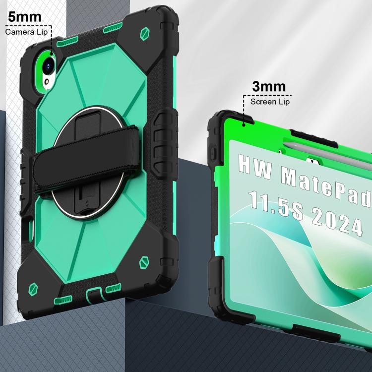 For Huawei MatePad 11.5 S Contrast Color Robot Silicone Hybrid PC Tablet Case(Black Mint Green) - Huawei by buy2fix | Online Shopping UK | buy2fix
