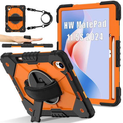 For Huawei MatePad 11.5 S Contrast Color Robot Silicone Hybrid PC Tablet Case(Black Orange) - Huawei by buy2fix | Online Shopping UK | buy2fix