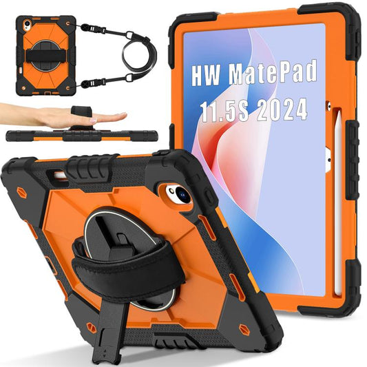 For Huawei MatePad 11.5 S Contrast Color Robot Silicone Hybrid PC Tablet Case(Black Orange) - Huawei by buy2fix | Online Shopping UK | buy2fix