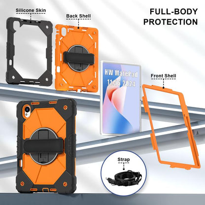 For Huawei MatePad 11.5 S Contrast Color Robot Silicone Hybrid PC Tablet Case(Black Orange) - Huawei by buy2fix | Online Shopping UK | buy2fix