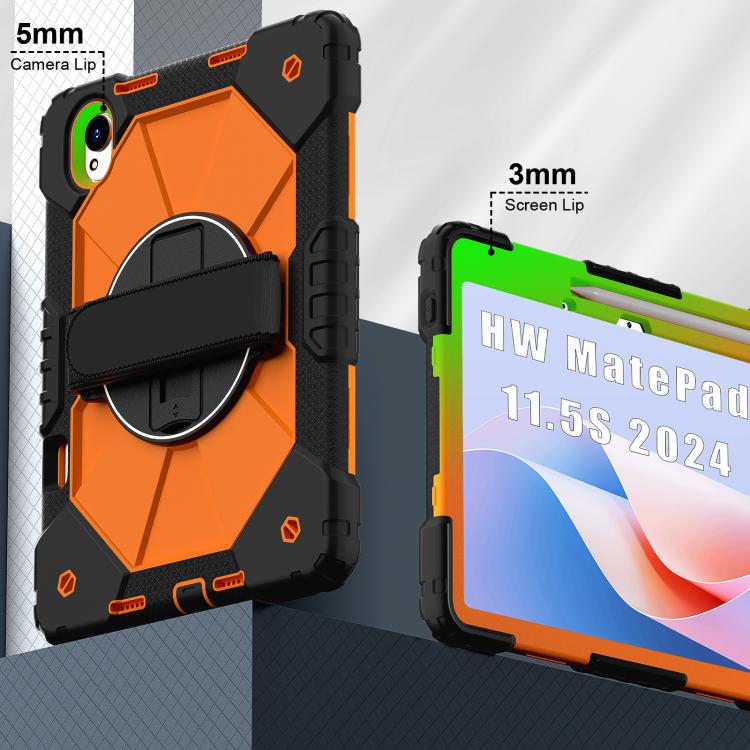 For Huawei MatePad 11.5 S Contrast Color Robot Silicone Hybrid PC Tablet Case(Black Orange) - Huawei by buy2fix | Online Shopping UK | buy2fix