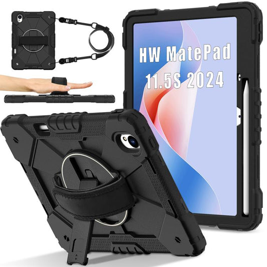 For Huawei MatePad 11.5 S Contrast Color Robot Silicone Hybrid PC Tablet Case(Black) - Huawei by buy2fix | Online Shopping UK | buy2fix