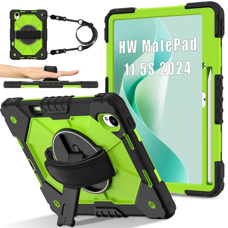 For Huawei MatePad 11.5 S Contrast Color Robot Silicone Hybrid PC Tablet Case(Black Yellow Green) - Huawei by buy2fix | Online Shopping UK | buy2fix