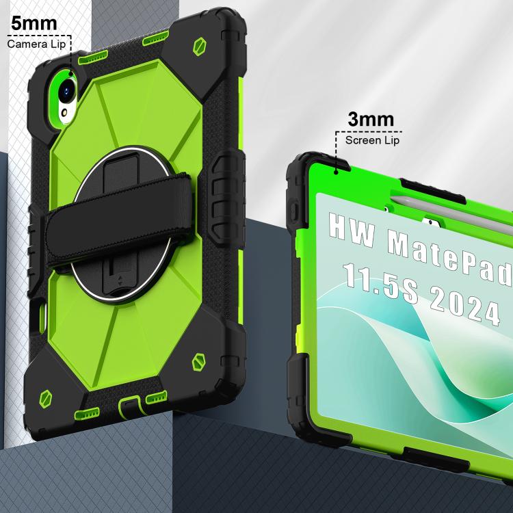 For Huawei MatePad 11.5 S Contrast Color Robot Silicone Hybrid PC Tablet Case(Black Yellow Green) - Huawei by buy2fix | Online Shopping UK | buy2fix