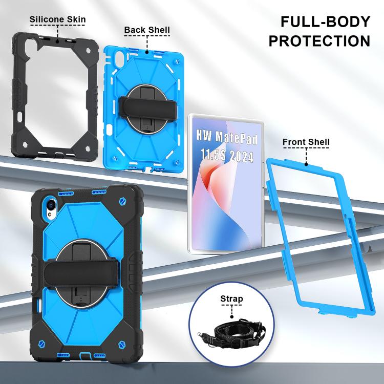 For Huawei MatePad 11.5 S Contrast Color Robot Silicone Hybrid PC Tablet Case(Black Blue) - Huawei by buy2fix | Online Shopping UK | buy2fix
