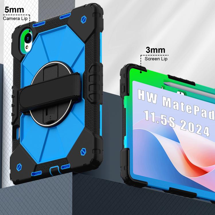 For Huawei MatePad 11.5 S Contrast Color Robot Silicone Hybrid PC Tablet Case(Black Blue) - Huawei by buy2fix | Online Shopping UK | buy2fix