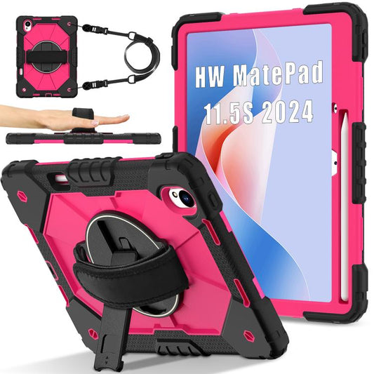 For Huawei MatePad 11.5 S Contrast Color Robot Silicone Hybrid PC Tablet Case(Black Rose Red) - Huawei by buy2fix | Online Shopping UK | buy2fix