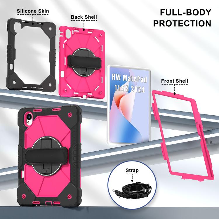 For Huawei MatePad 11.5 S Contrast Color Robot Silicone Hybrid PC Tablet Case(Black Rose Red) - Huawei by buy2fix | Online Shopping UK | buy2fix