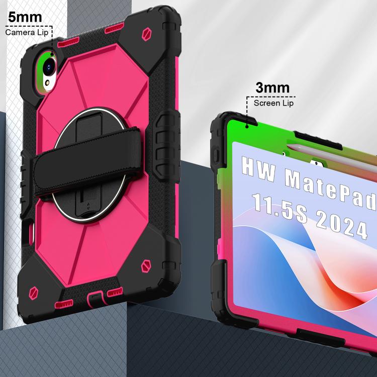 For Huawei MatePad 11.5 S Contrast Color Robot Silicone Hybrid PC Tablet Case(Black Rose Red) - Huawei by buy2fix | Online Shopping UK | buy2fix