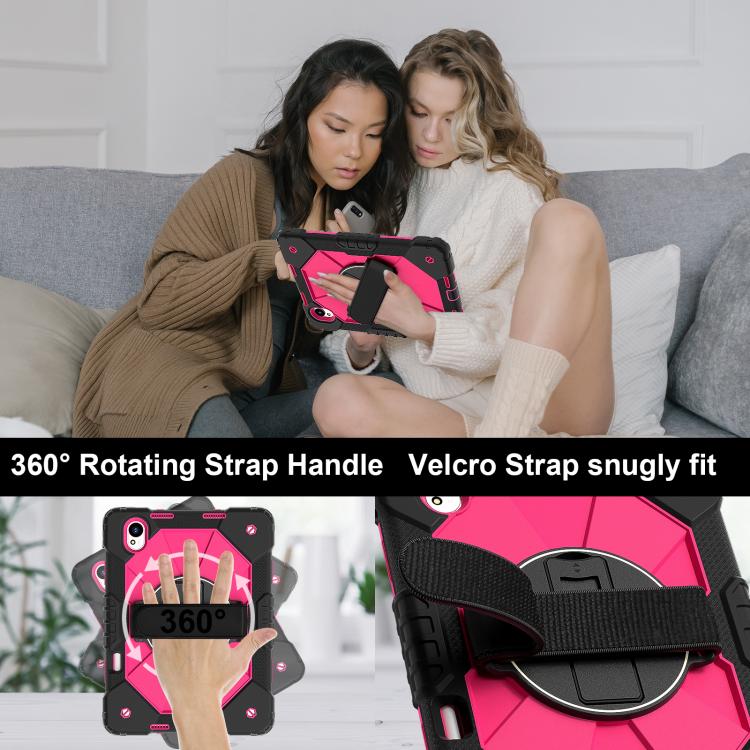 For Huawei MatePad 11.5 S Contrast Color Robot Silicone Hybrid PC Tablet Case(Black Rose Red) - Huawei by buy2fix | Online Shopping UK | buy2fix