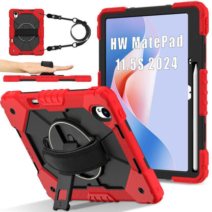 For Huawei MatePad 11.5 S Contrast Color Robot Silicone Hybrid PC Tablet Case(Red Black) - Huawei by buy2fix | Online Shopping UK | buy2fix