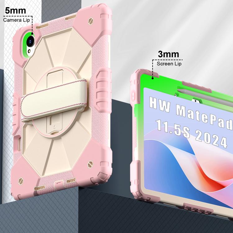 For Huawei MatePad 11.5 S Contrast Color Robot Silicone Hybrid PC Tablet Case(Rose Gold Beige) - Huawei by buy2fix | Online Shopping UK | buy2fix