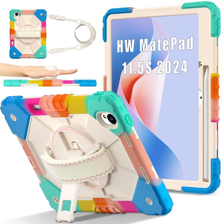 For Huawei MatePad 11.5 S Contrast Color Robot Silicone Hybrid PC Tablet Case(Colorful Blue) - Huawei by buy2fix | Online Shopping UK | buy2fix