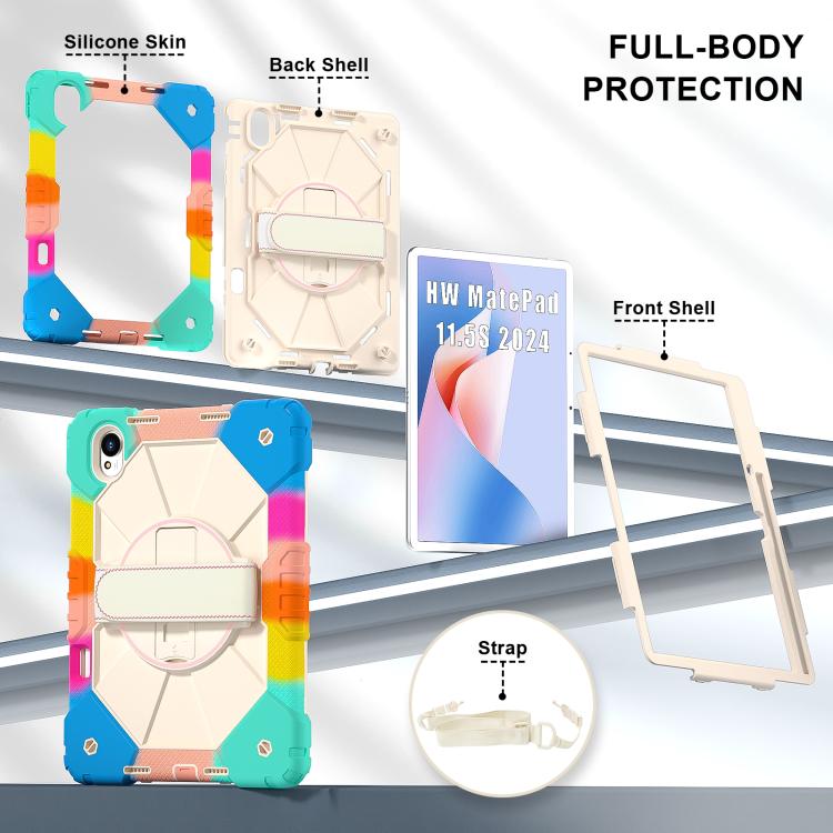 For Huawei MatePad 11.5 S Contrast Color Robot Silicone Hybrid PC Tablet Case(Colorful Blue) - Huawei by buy2fix | Online Shopping UK | buy2fix