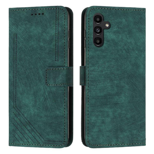 For Samsung Galaxy A17 / A26 5G Skin Feel Stripe Pattern Leather Phone Case with Lanyard(Green)