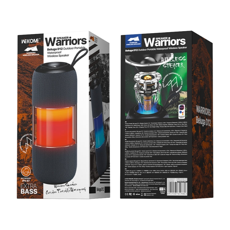 WK Beluga D12 Warrior Outdoor Waterproof Portable Bluetooth Speaker(Black) - Waterproof Speaker by WK | Online Shopping UK | buy2fix