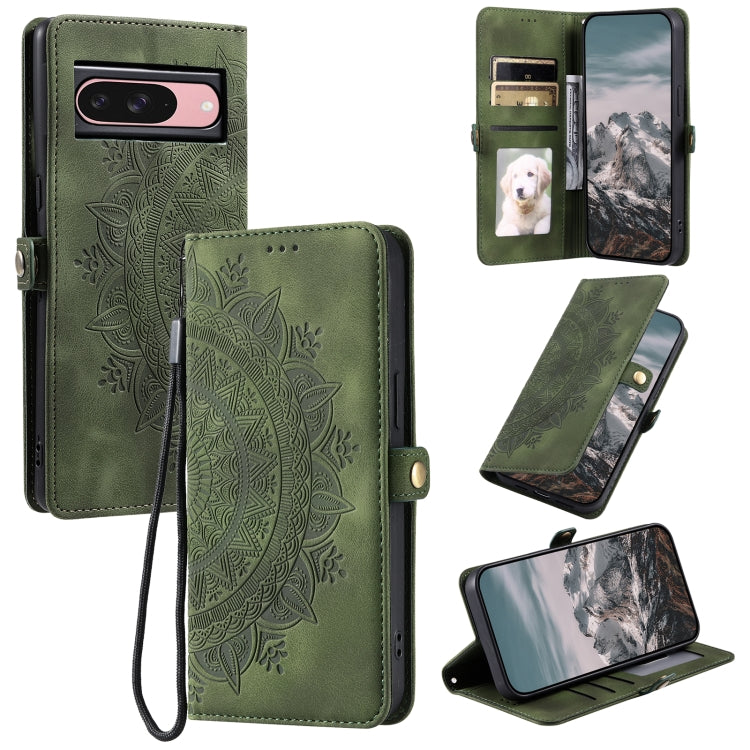 For Google Pixel 9 / 9 Pro Skin Feel Totem Embossed Leather Phone Case(Deep Green) - Google Cases by buy2fix | Online Shopping UK | buy2fix