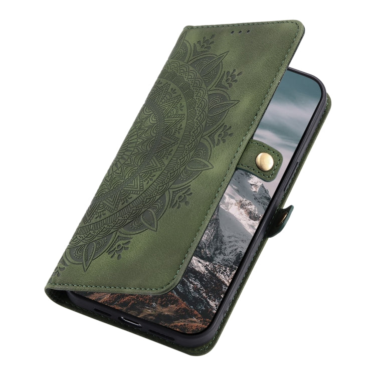 For Google Pixel 9 / 9 Pro Skin Feel Totem Embossed Leather Phone Case(Deep Green) - Google Cases by buy2fix | Online Shopping UK | buy2fix