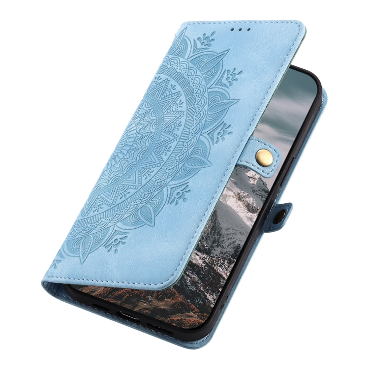 For Google Pixel 9 / 9 Pro Skin Feel Totem Embossed Leather Phone Case(Blue) - Google Cases by buy2fix | Online Shopping UK | buy2fix