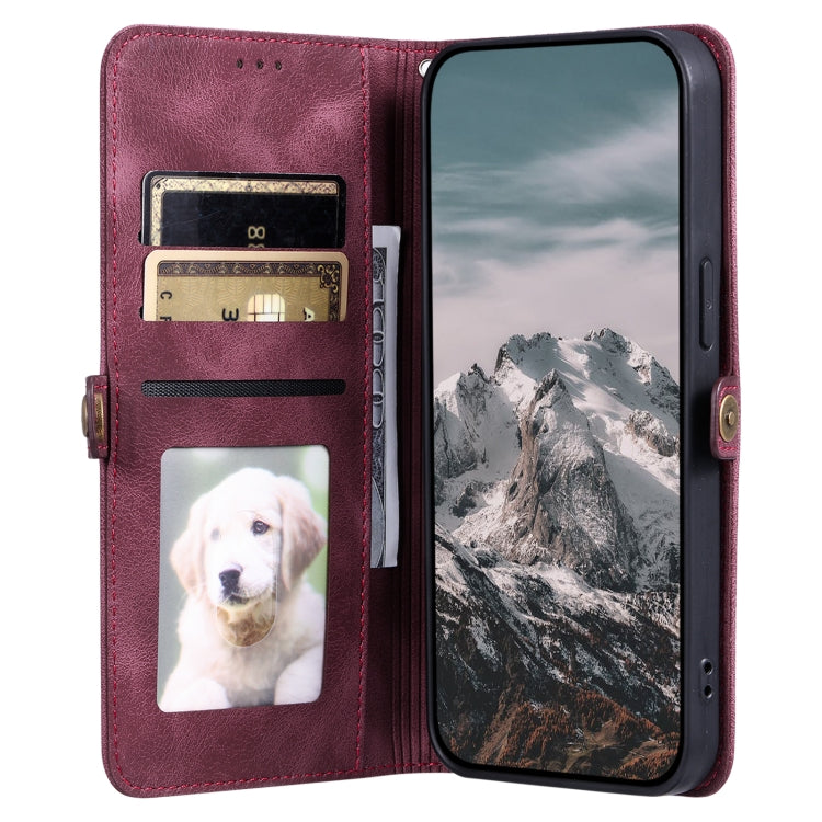 For Google Pixel 9 Pro XL Skin Feel Totem Embossed Leather Phone Case(Wine Red) - Google Cases by buy2fix | Online Shopping UK | buy2fix