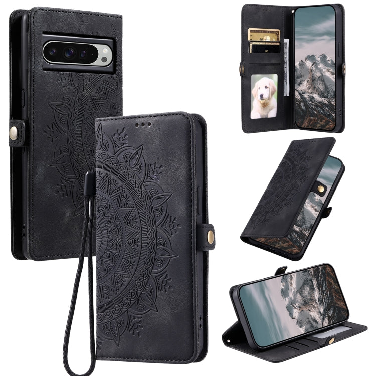 For Google Pixel 9 Pro XL Skin Feel Totem Embossed Leather Phone Case(Black) - Google Cases by buy2fix | Online Shopping UK | buy2fix