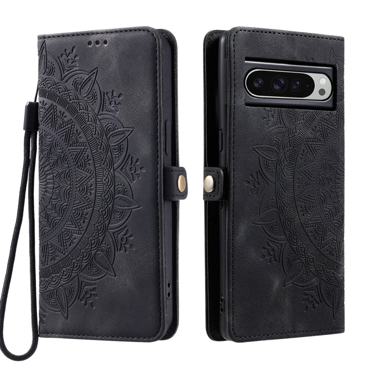 For Google Pixel 9 Pro XL Skin Feel Totem Embossed Leather Phone Case(Black) - Google Cases by buy2fix | Online Shopping UK | buy2fix