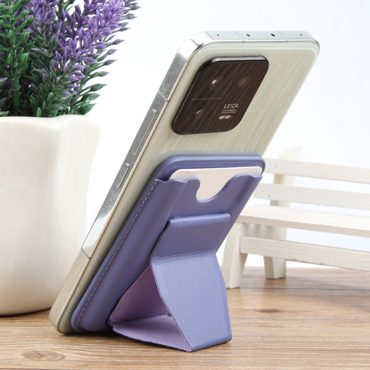 MagSafe Magnetic Wallet Card Hourglass Fold Holder Case(Lavender) - Adhesive Card Holders by buy2fix | Online Shopping UK | buy2fix