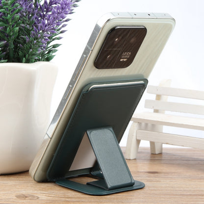 MagSafe Magnetic Wallet Card Square Fold Holder Case(Deep Green) - Adhesive Card Holders by buy2fix | Online Shopping UK | buy2fix