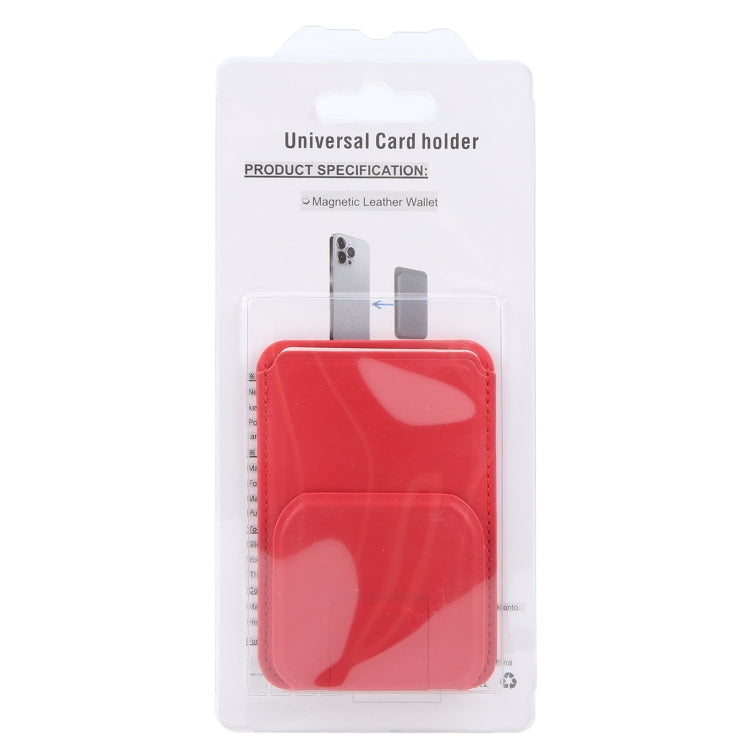 MagSafe Magnetic Wallet Card Square Fold Holder Case(Red) - Adhesive Card Holders by buy2fix | Online Shopping UK | buy2fix