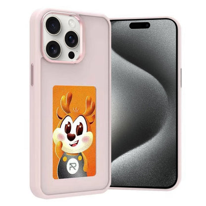 For iPhone 15 Pro Four-Color E-ink Screen NFC DIY Phone Case(Pink) - iPhone 15 Pro Cases by buy2fix | Online Shopping UK | buy2fix