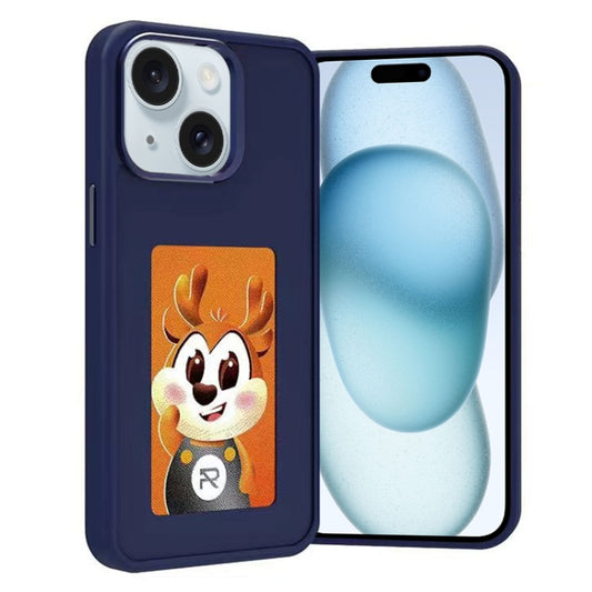 For iPhone 15 Four-Color E-ink Screen NFC DIY Phone Case(Blue) - iPhone 15 Cases by buy2fix | Online Shopping UK | buy2fix
