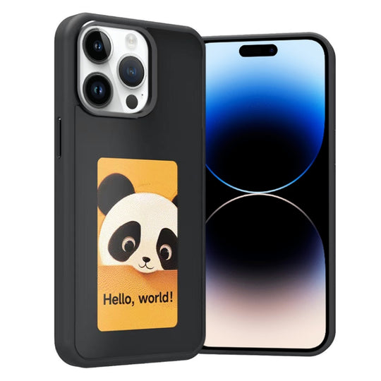 For iPhone 14 Pro Four-Color E-ink Screen NFC DIY Phone Case(Black)