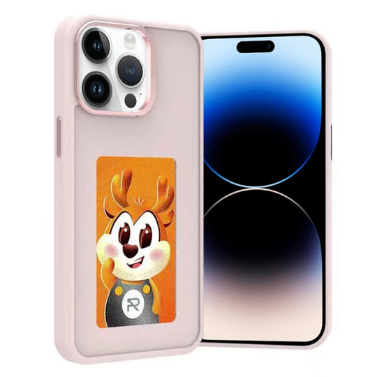 For iPhone 14 Pro Four-Color E-ink Screen NFC DIY Phone Case(Pink)
