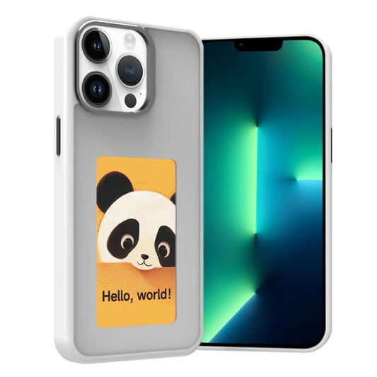 For iPhone 13 Pro Four-Color E-ink Screen NFC DIY Phone Case(White) - iPhone 13 Pro Cases by buy2fix | Online Shopping UK | buy2fix