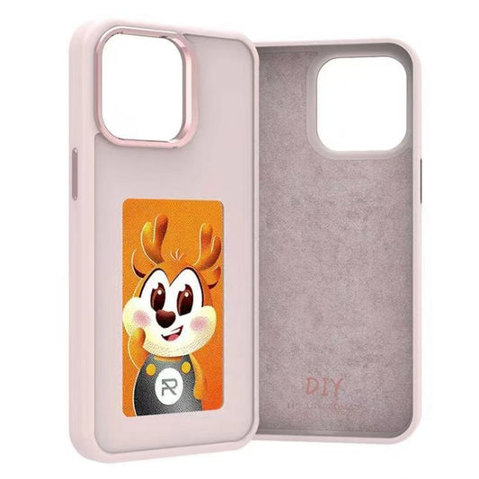 For iPhone 16 Plus Four-Color E-ink Screen NFC DIY Phone Case(Pink) by buy2fix