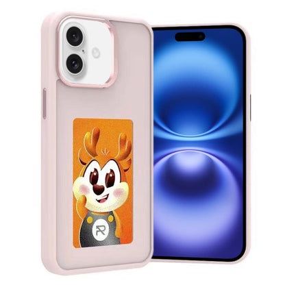 For iPhone 16 Plus Four-Color E-ink Screen NFC DIY Phone Case(Pink) by buy2fix