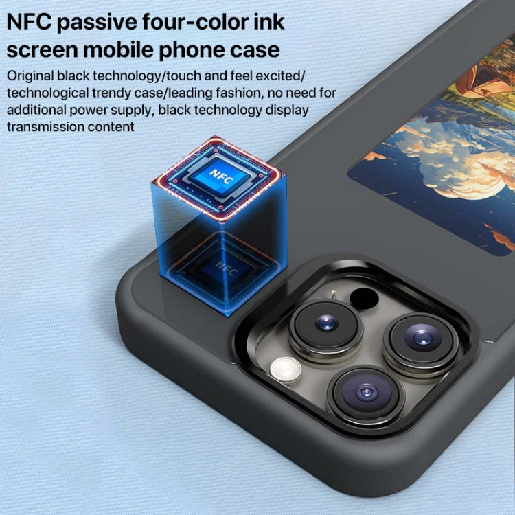 For iPhone 16 Pro Four-Color E-ink Screen NFC DIY Phone Case(Blue) - iPhone 16 Pro Cases by buy2fix | Online Shopping UK | buy2fix