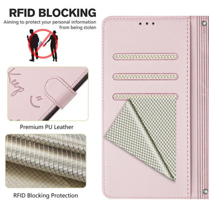 For iPhone Air Smile Embossing RFID Leather Phone Case(Pink) - iPhone Air Cases by buy2fix | Online Shopping UK | buy2fix