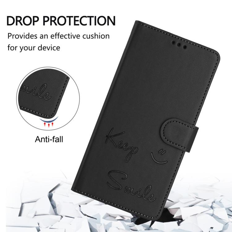 For iPhone Air Smile Embossing RFID Leather Phone Case(Black) - iPhone Air Cases by buy2fix | Online Shopping UK | buy2fix
