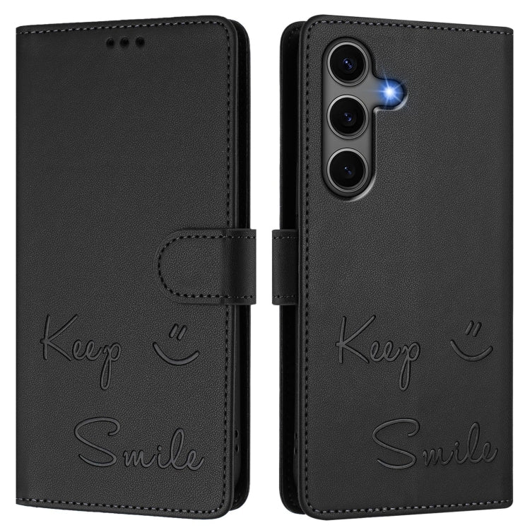 For Samsung Galaxy S25+ 5G Smile Embossing RFID Leather Phone Case(Black) by buy2fix