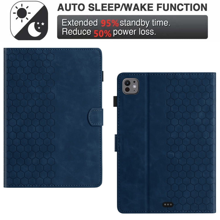 For iPad Pro 11 2024 / Air 10.9 2022 Honeycomb Embossed Leather Smart Tablet Case(Blue) - iPad Pro 11 2024 Cases by buy2fix | Online Shopping UK | buy2fix